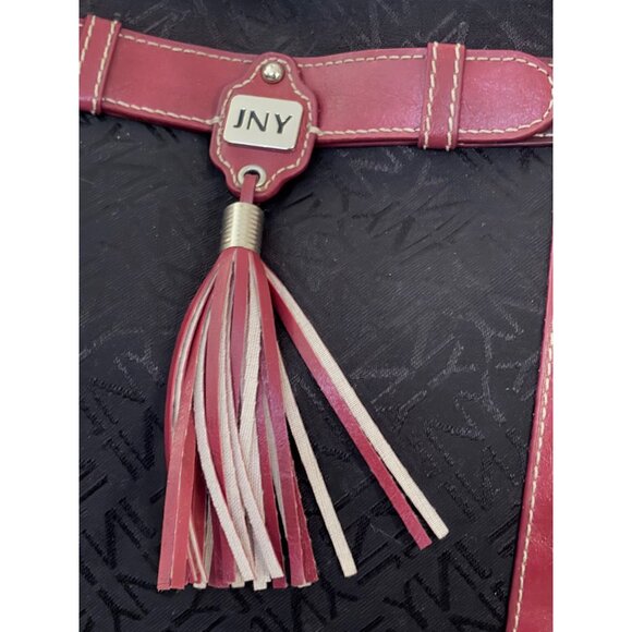 Jones New York Black Brick Red Large Handbag Purse Tote - Picture 8 of 13